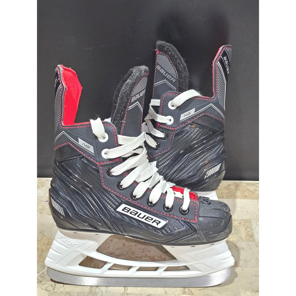 Bauer NSX Junior Ice Hockey Skates Black Red Youth Size 2 big kids